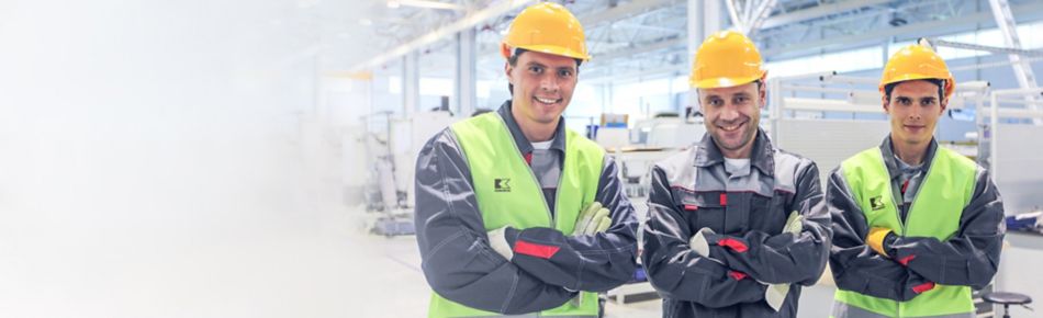 Three Kennametal Employees in Safety Gear Banner