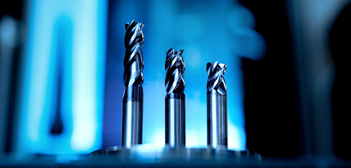 Three HARVI I TE Solid End Mills