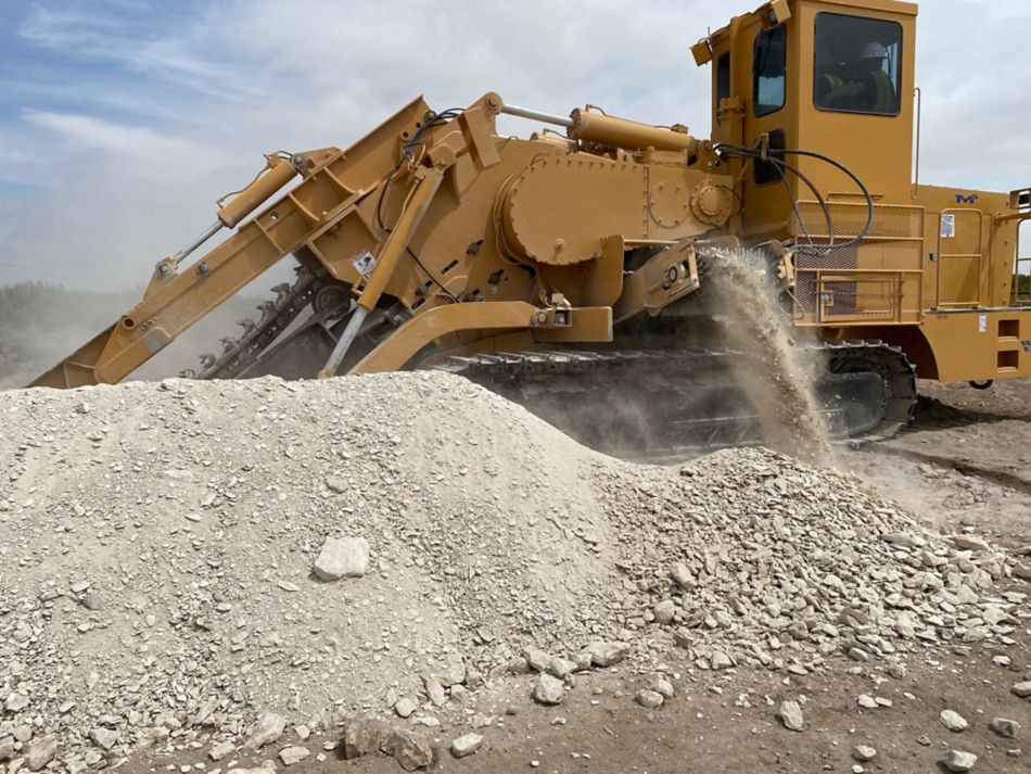 Trencher with Finer Sandier Aggregate and Larger Chunkier Rock Aggregate