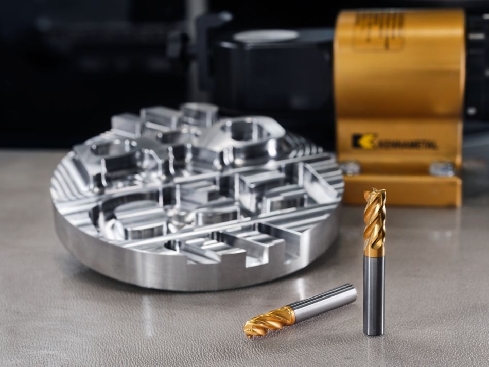 Two Kennametal GOmill PRO End Mills with a workpiece