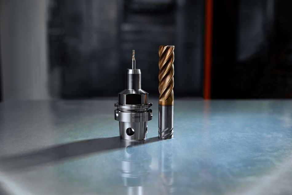 Kennametal's HARVI II TE End Mill with Safe-Lock Shanks and HARVI II TE End Mill in Toolholder