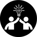 Two people and a light bulb